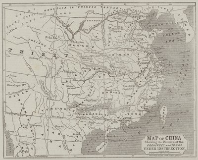 Carte de la Chine montrant la position des provinces et des villes en insurrection - John Dower